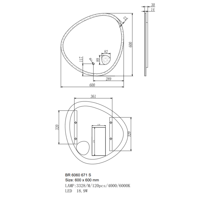 Alberi Nitida spiegel met indirect LED licht in drie afmetingen