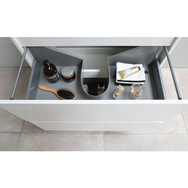 Basic Line Start badmeubel wit incl. onderkast en acryl wastafel met 1 kraangat