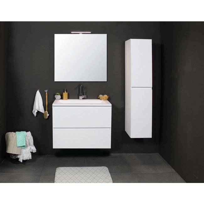 Basic Line Start badmeubel wit incl. onderkast en acryl wastafel met 1 kraangat