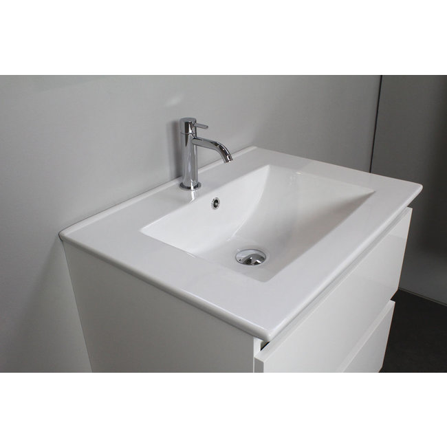 Basic Line Start badmeubel Ice White onderkast en keramische wastafel 1 kraangat