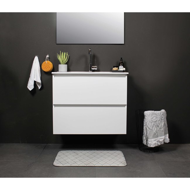 Basic Line Start badmeubel Ice White onderkast en keramische wastafel 1 kraangat