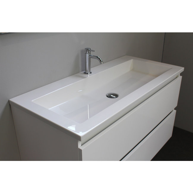 Basic Line Start badmeubel wit incl. onderkast en acryl wastafel met 1 kraangat