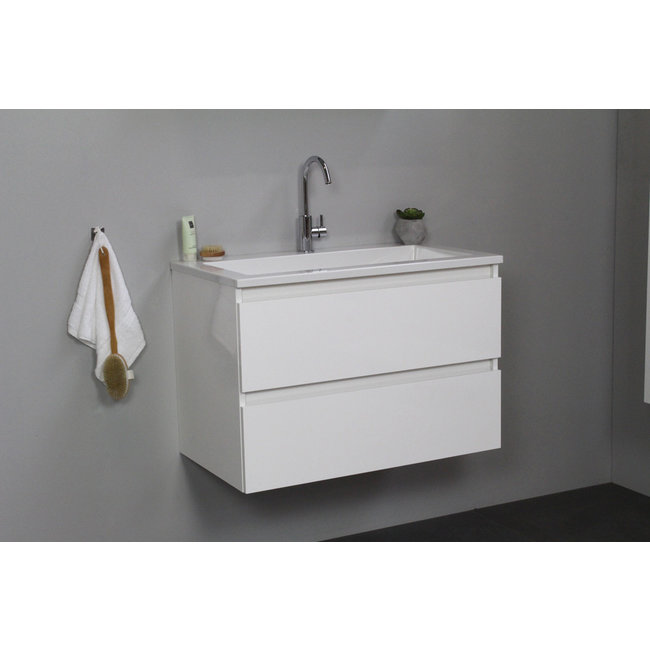 Basic Line Start badmeubel wit incl. onderkast en acryl wastafel met 1 kraangat