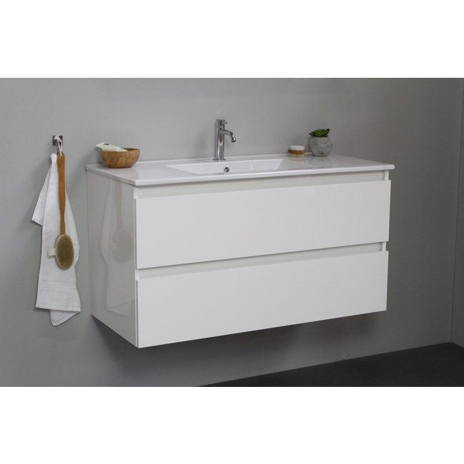 Basic Line Start badmeubel Ice White onderkast en keramische wastafel 1 kraangat