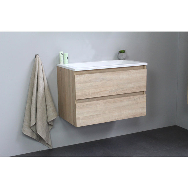 Basic Line Start badmeubel Whisky Oak onderkast en acryl wastafel 0 kraangat