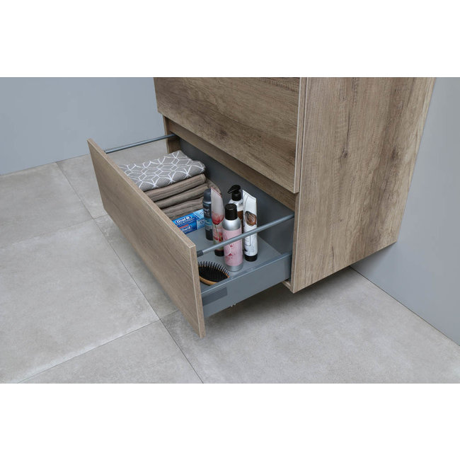 Basic Line Start badmeubel Scotch Oak onderkast en acryl wastafel 0 kraangat