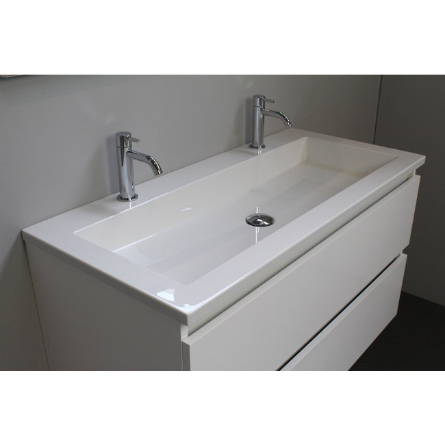 Basic Line Start badmeubel 100 cm incl. onderkast en acryl wastafel met 2 kraangaten