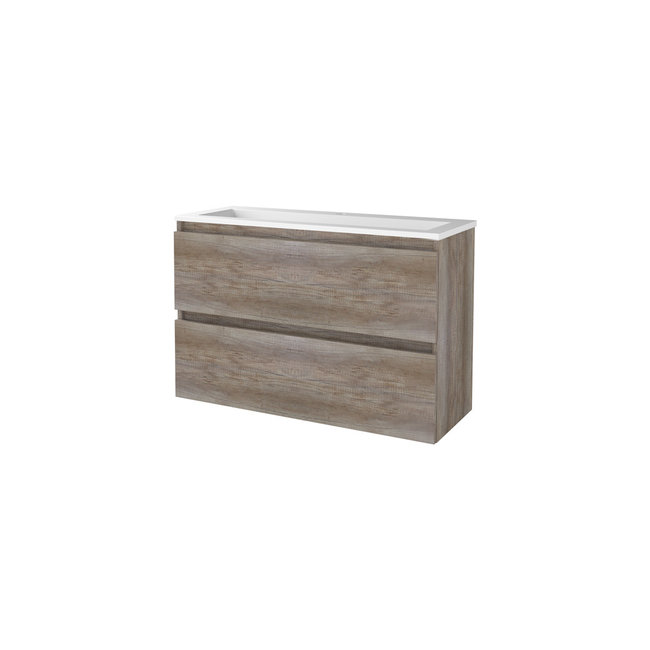 Basic Line Start badmeubel 100 cm incl. onderkast en acryl wastafel met 2 kraangaten