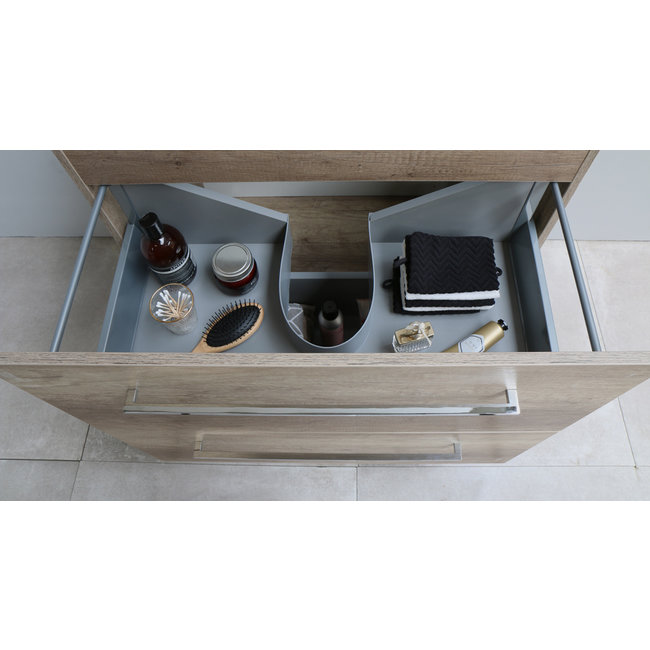 Basic Line Start badmeubel Scotch Oak onderkast en acryl wastafel met 1 kraangat