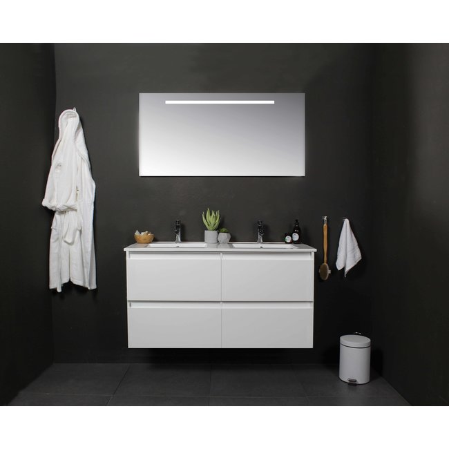 Basic Line Start badmeubel 120 cm incl. onderkast en keramiek wastafel met 2 kraangaten