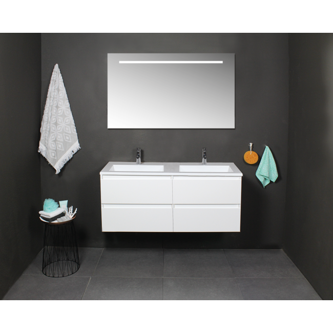 Basic Line Start badmeubel 120 cm onderkast met acryl wastafel 0 of 2 kraangaten