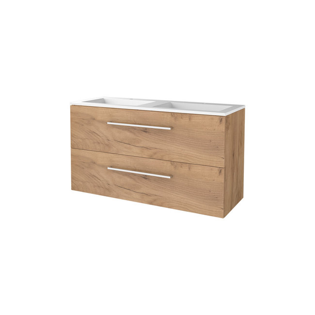Basic Line Start badmeubel 120 cm onderkast met greep en acryl wastafel 0 of 2 kraangat