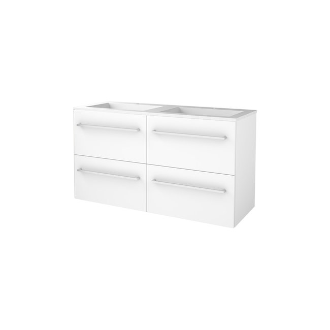 Basic Line Start badmeubel 120 cm onderkast met greep en acryl wastafel 0 of 2 kraangat