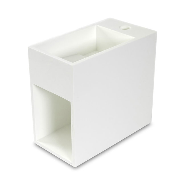 Luca Solid Surface fontein met open schap 35x18,5x32 cm met verdekte afvoer en kraangat rechts wit (mat of glans)