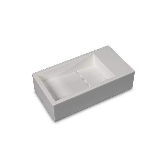 Luca Solid Surface fontein zonder kraangat rechthoek 35x18,5x9 cm ophang doorboren wit mat of antraciet mat