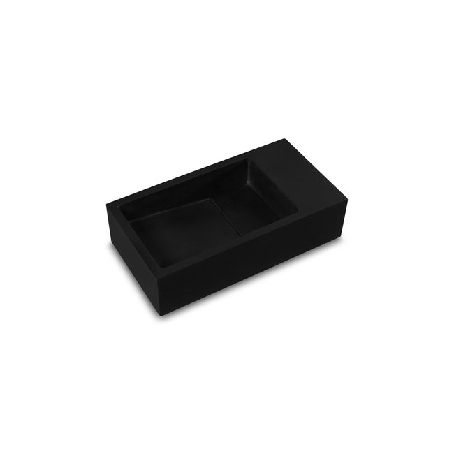 Luca Solid Surface fontein zonder kraangat rechthoek 35x18,5x9 cm ophang doorboren wit mat of antraciet mat