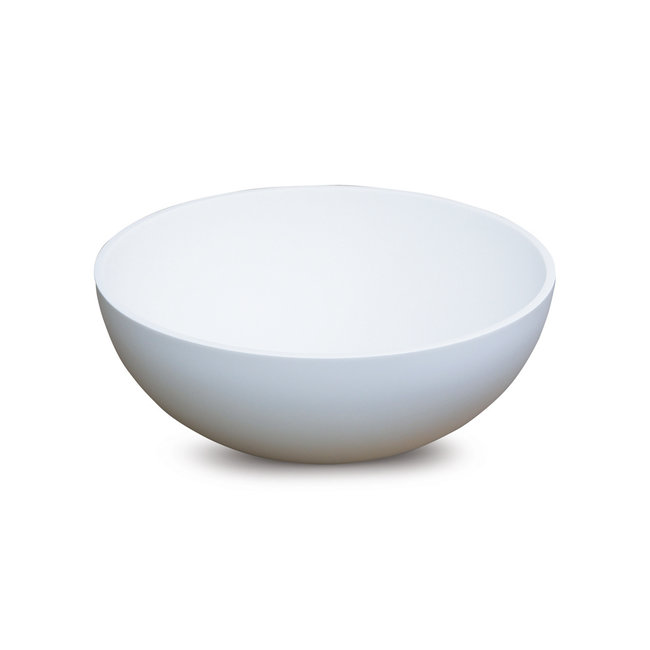 Luca Solid Surface opzetwastafel rond 40x40x15 cm met dunne rand wit of antraciet