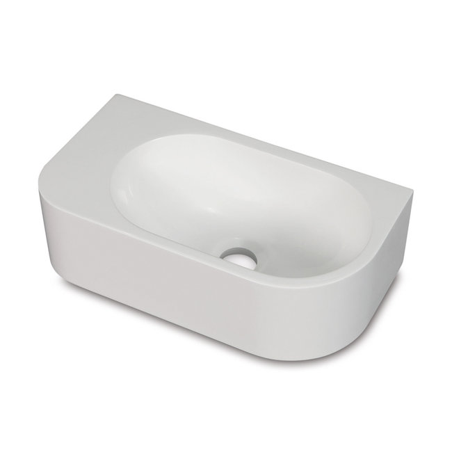 Luca Solid Surface wandfontein 40x21,5x12 cm zonder kraangat (zelf doorboren) wit mat of antraciet mat