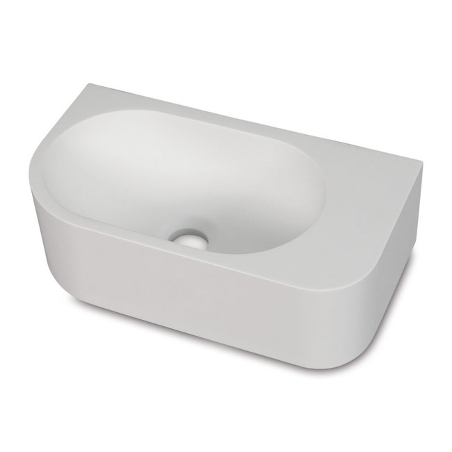 Luca Solid Surface wandfontein 40x21,5x12 cm zonder kraangat (zelf doorboren) wit mat of antraciet mat