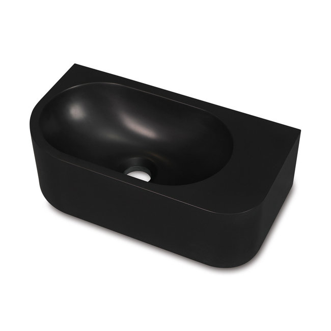 Luca Solid Surface wandfontein 40x21,5x12 cm zonder kraangat (zelf doorboren) wit mat of antraciet mat