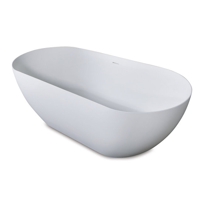 Luca Vasca Solid Surface vrijstaand bad met dunne rand 175x80x58 cm mat wit of antraciet mat