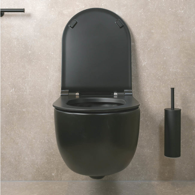 Globo Futuro Flush wandcloset zonder spoelrand 53x34 cm + toiletzitting in diverse kleuren