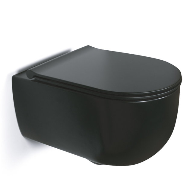 Globo Futuro Flush wandcloset zonder spoelrand 53x34 cm + toiletzitting in diverse kleuren