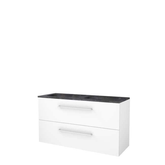 Basic Line Start badmeubel 120 cm onderkast met lades met greep en hardstenen wastafel