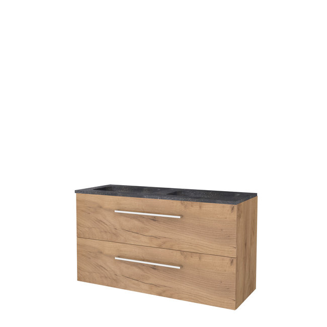 Basic Line Start badmeubel 120 cm onderkast met lades met greep en hardstenen wastafel