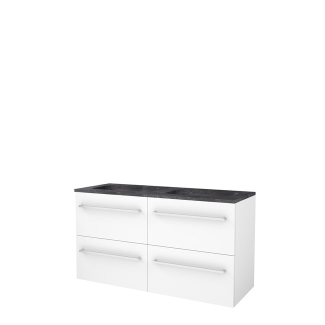 Basic Line Start badmeubel 120 cm onderkast met lades met greep en hardstenen wastafel
