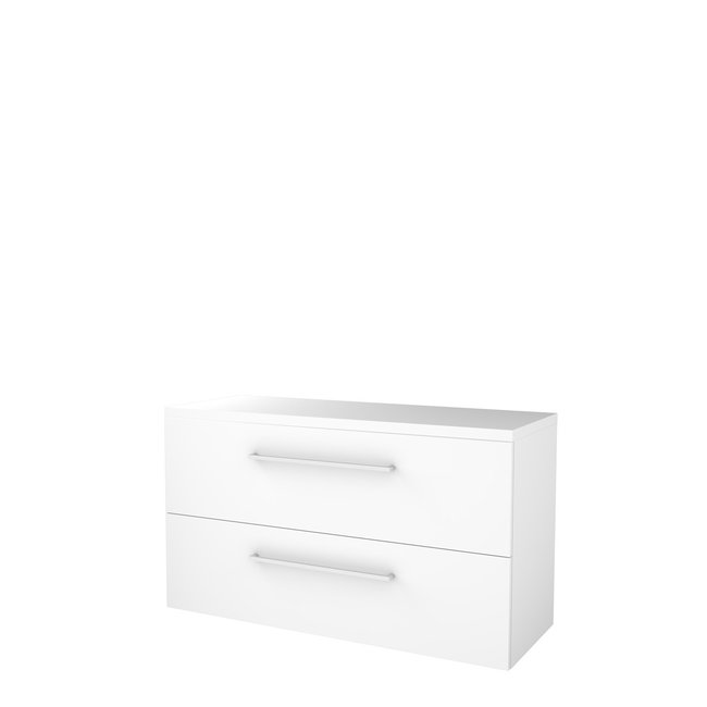 Basic Line Start badmeubel lades met grepen en afdekplaat Ice White