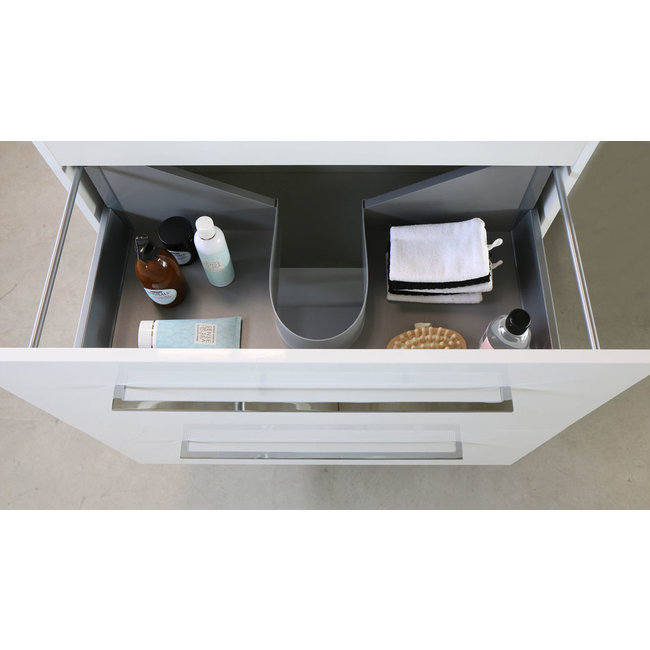 Basic Line Start badmeubel lades met grepen en afdekplaat Ice White