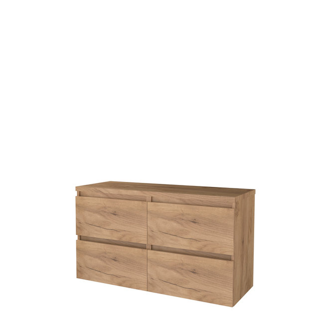 Basic Line Start badmeubel 120 cm met afdekplaat 4 lades met of zonder grepen in diverse kleuren
