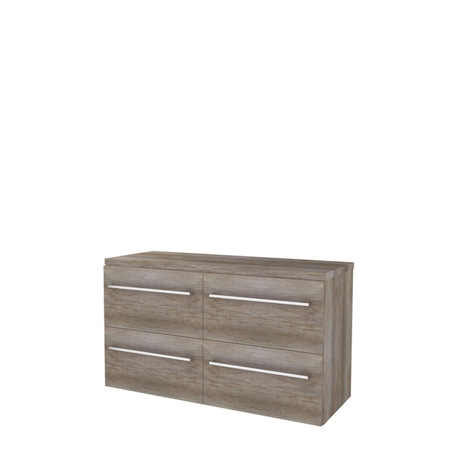 Basic Line Start badmeubel 120 cm met afdekplaat 4 lades met of zonder grepen in diverse kleuren