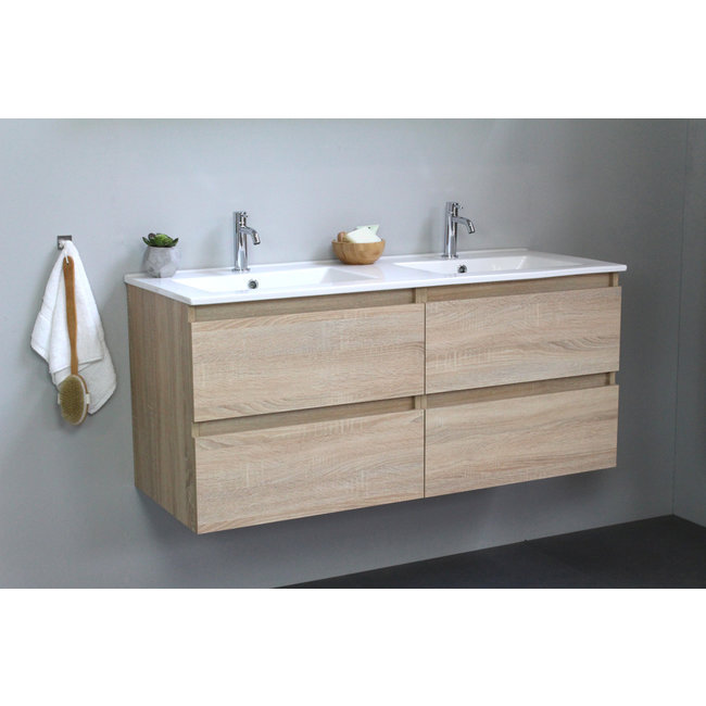 Basic Line Start badmeubel 120 cm incl. onderkast en keramiek wastafel met 2 kraangaten