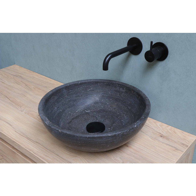 Basic Line Top 4  hardsteen waskom rond 40 cm in de kleur Blue Stone