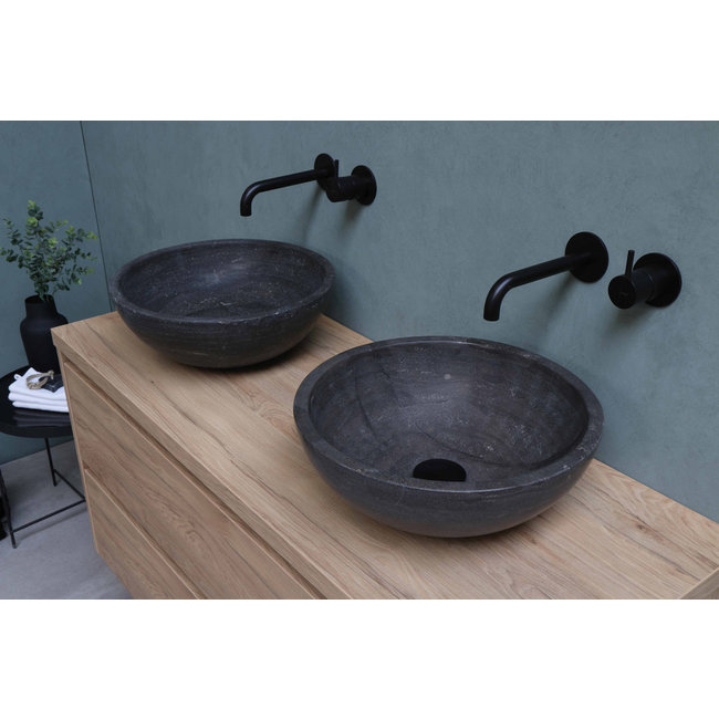Basic Line Top 4  hardsteen waskom rond 40 cm in de kleur Blue Stone