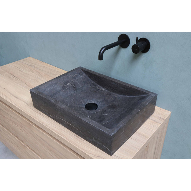 Basic Line Top 5 natuurstenen waskom 50x35x11,5 cm zonder kraangat Blue Stone