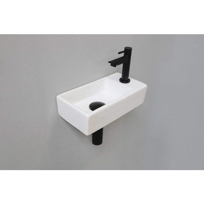 INK Versus wit keramische fonteinset 36x18x9 cm links of rechts te plaatsen met zwarte kraan