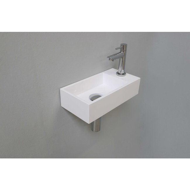INK Versus Polystone fonteinset 36x18x9 cm links of rechts te plaatsen in de kleur wit met chroom kraan