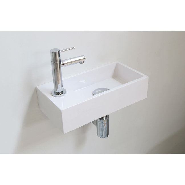INK Versus Polystone fonteinset 36x18x9 cm links of rechts te plaatsen in de kleur wit met chroom kraan
