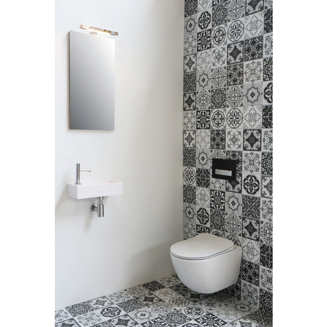 INK Versus Polystone fonteinset 36x18x9 cm links of rechts te plaatsen in de kleur wit met chroom kraan