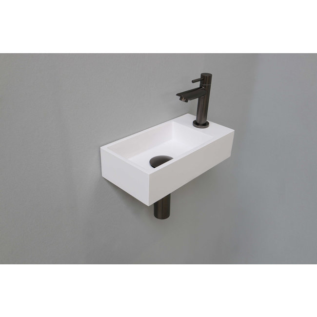 INK Versus Polystone fonteinset 36x18x9 cm links of rechts te plaatsen in de kleur wit met metal black kraan