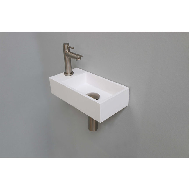 INK Versus Polystone fonteinset 36x18x9 cm links of rechts te plaatsen in de kleur wit met brushed nickel kraan