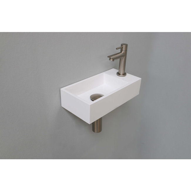 INK Versus Polystone fonteinset 36x18x9 cm links of rechts te plaatsen in de kleur wit met brushed nickel kraan