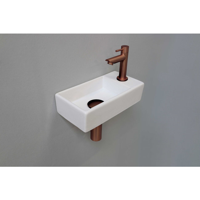 INK Versus wit keramische fonteinset 36x18x9 cm links of rechts te plaatsen met rosé gouden kraan