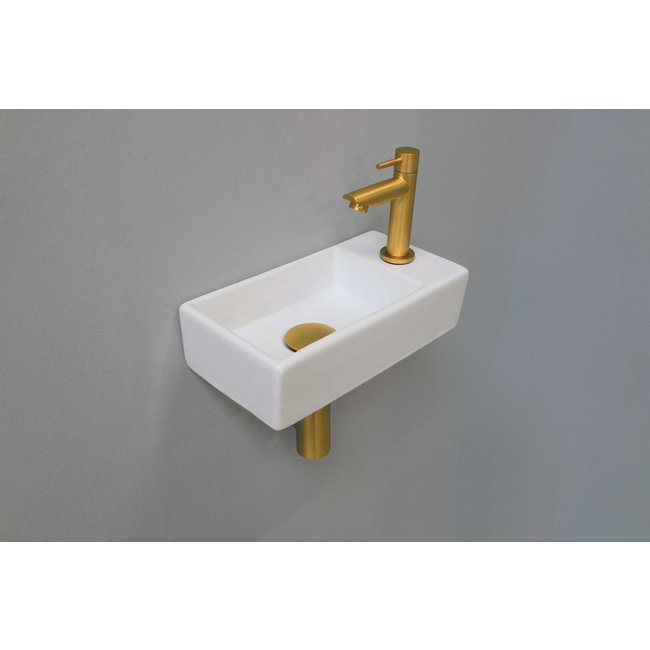 INK Versus wit keramische fonteinset 36x18x9 cm links of rechts te plaatsen met gouden kraan