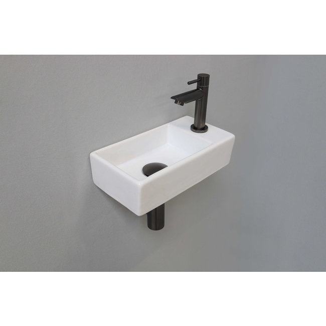 INK Versus wit keramische fonteinset 36x18x9 cm links of rechts te plaatsen met metal black kraan