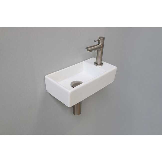 INK Versus wit keramische fonteinset 36x18x9 cm links of rechts te plaatsen met brushed nickel kraan