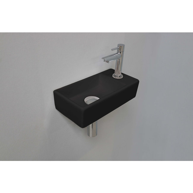 INK Versus zwart keramische fonteinset 36x18x9 cm links of rechts te plaatsen met chroom kraan